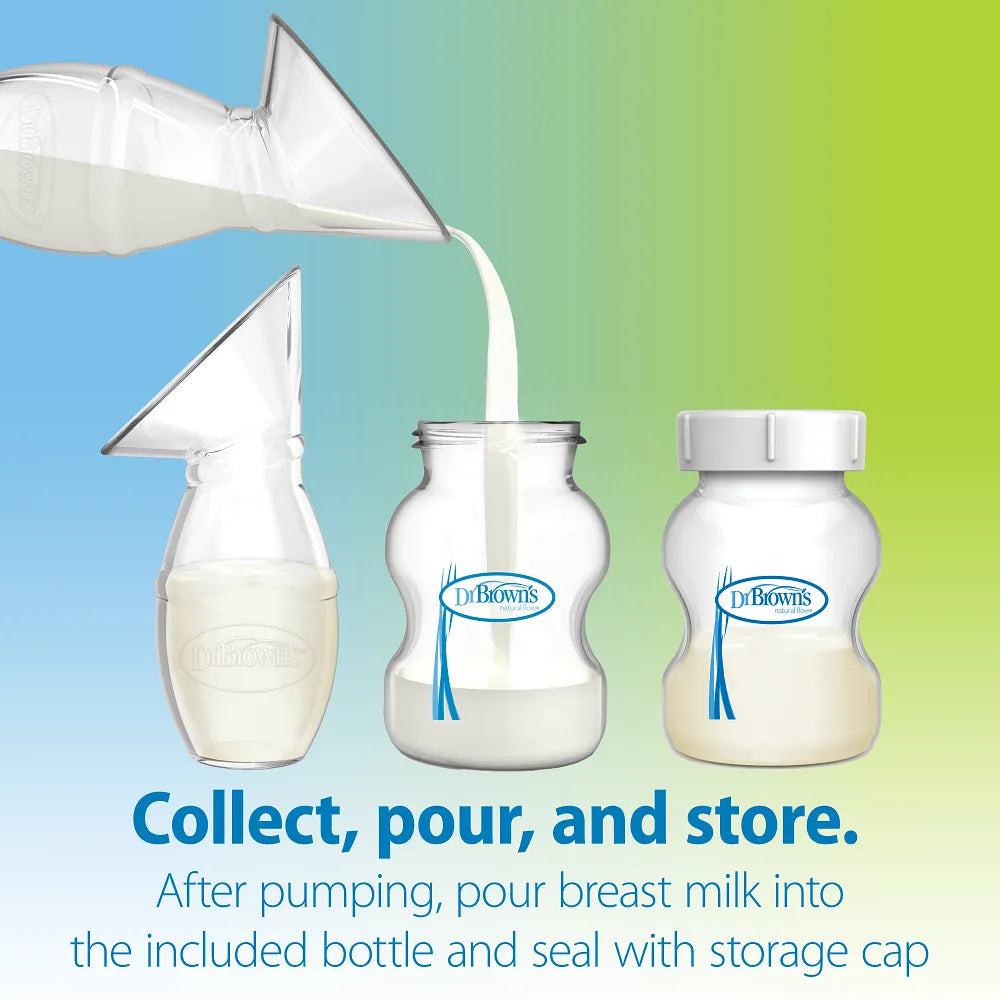 Dr. Brown's Silicone One-Piece Breast Pump with, 5 oz/150 ml Wide-Neck Bottle, BF035