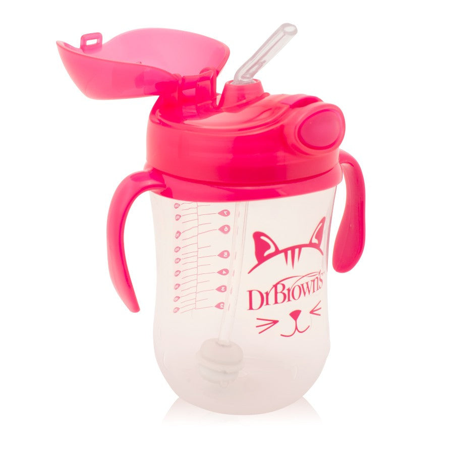 Dr. Brown's 9 Oz/270 Ml Baby's First Straw Cup - Pink (6M+), TC91011-Intl