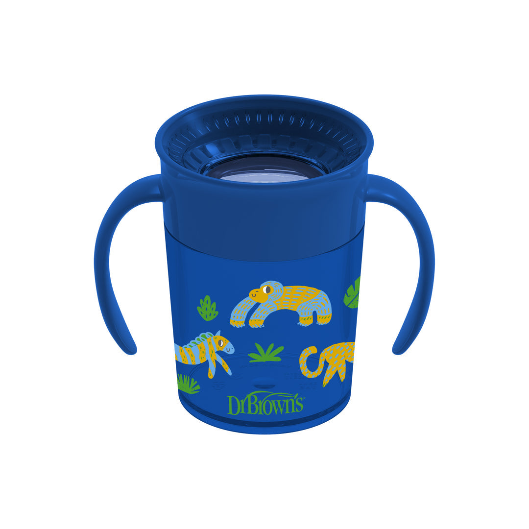 Dr. Brown's Smooth Wall Cheers 360 Cup w/ Handles, 7 oz/200 ml, Blue deco (6m+) 1-Pack, TC71006