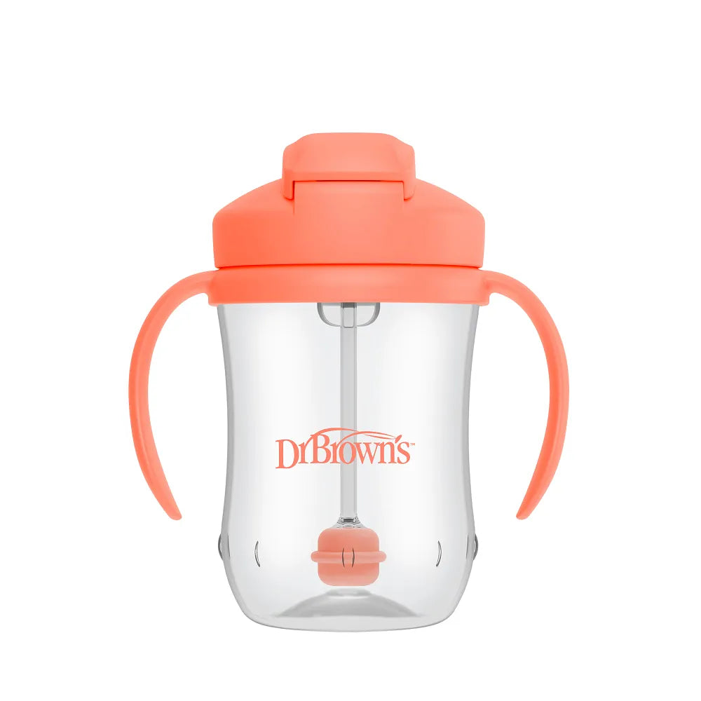 Dr Brown's 9 oz/270 ml Baby’s 1st Straw Cup, Coral (6m+), 1- Pack, TC91103-INTL
