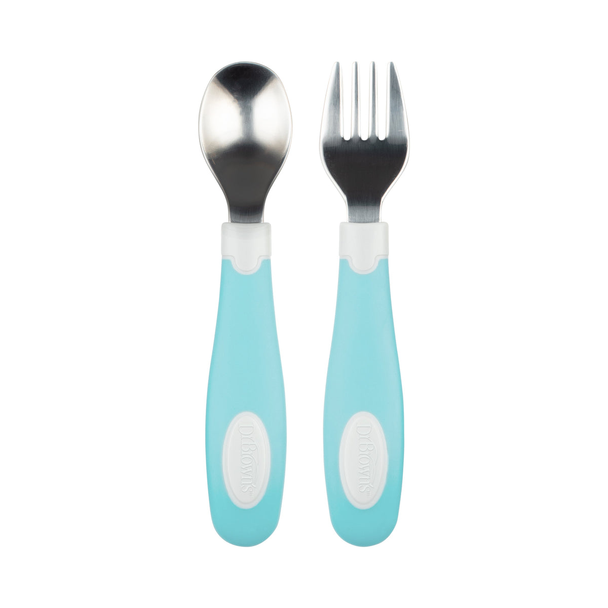 Dr. Brown's Soft Grip Spoon & Fork Set, Teal,TF027