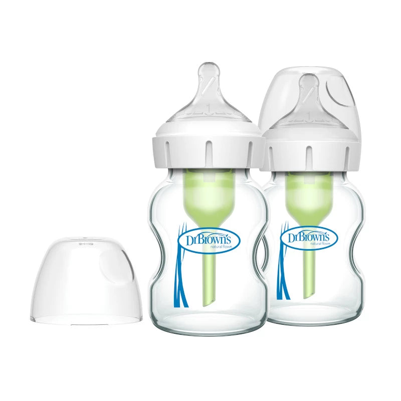 Dr Brown's WB52700-P2 5oz/150 Ml Options+ Wide-Neck Bottle Glass 2-Pack