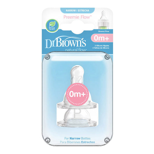 Dr. Brown's Preemie Flow Narrow Silicone Nipple - 2 Pcs (For premature baby), 292-INTL
