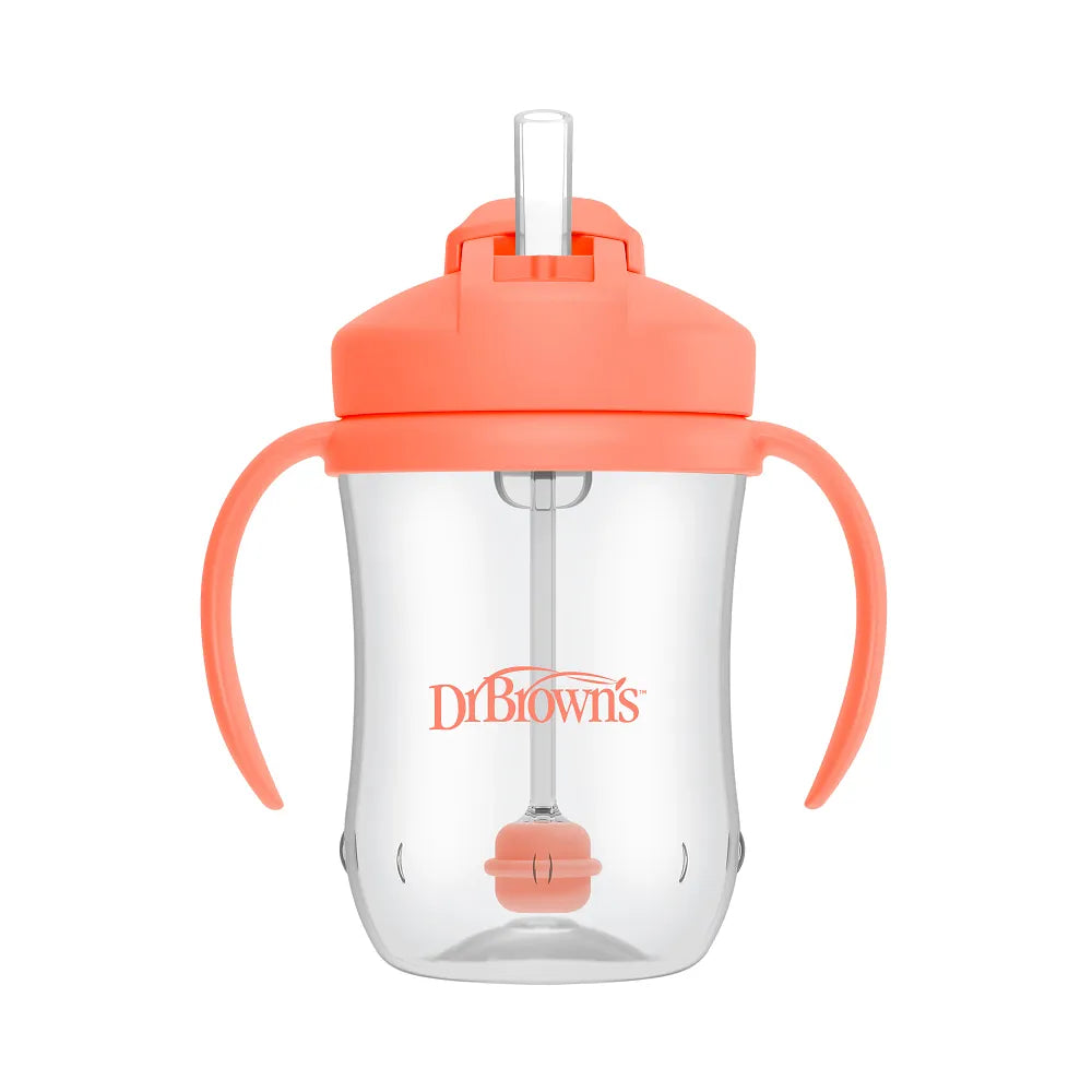 Dr Brown's 9 oz/270 ml Baby’s 1st Straw Cup, Coral (6m+), 1- Pack, TC91103-INTL