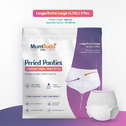 MumBuds USA Disposable Period Panty L/XL 660 mm (70–120 cm) 3 Pcs