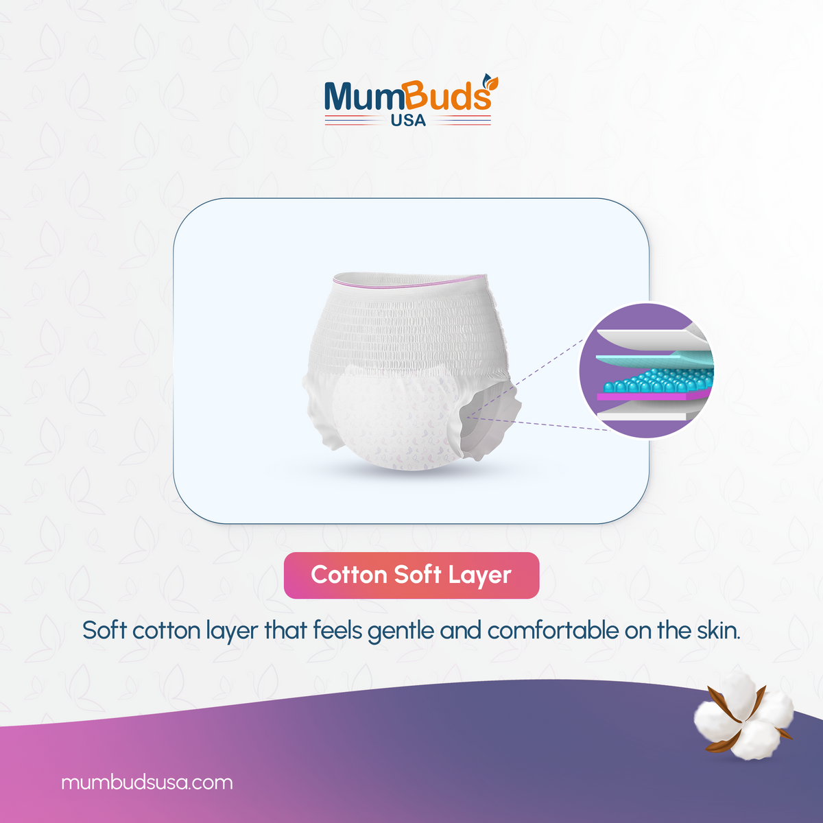 MumBuds USA Disposable Period Panty M/L 660 mm (60–105 cm) 3 Pcs