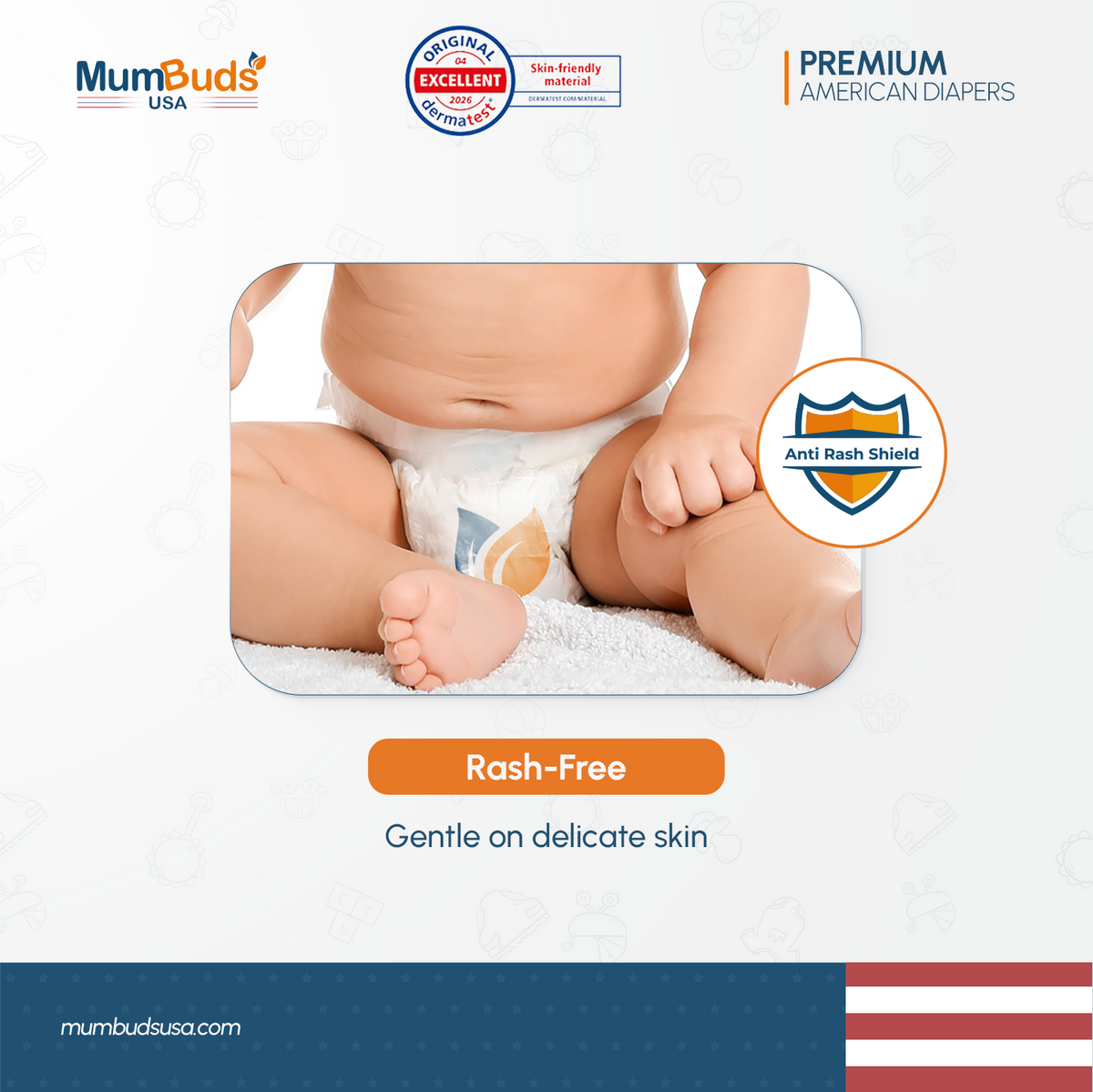 MumBuds USA ZIPLOCK PACK Ultrathin Baby Diapers Size-4 Large (9–14 kg) – 38 pcs Tape Style