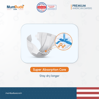 MumBuds USA ZIPLOCK PACK Ultrathin Baby Diapers Size-4 Large (9–14 kg) – 38 pcs Tape Style