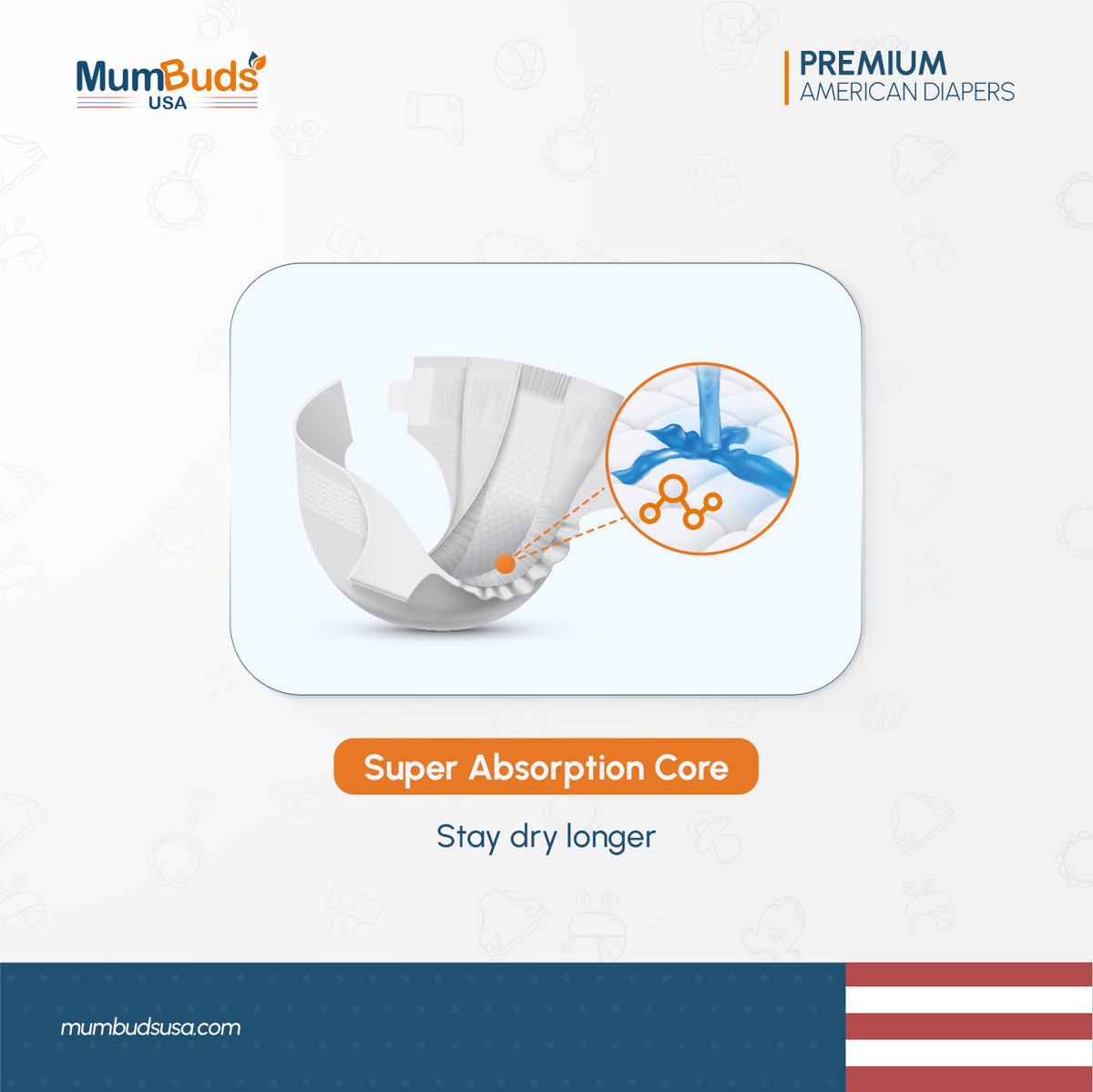 MumBuds USA ZIPLOCK PACK Ultrathin Baby Diapers Size-6 XXL (16–22 kg) – 34 pcs Tape Style