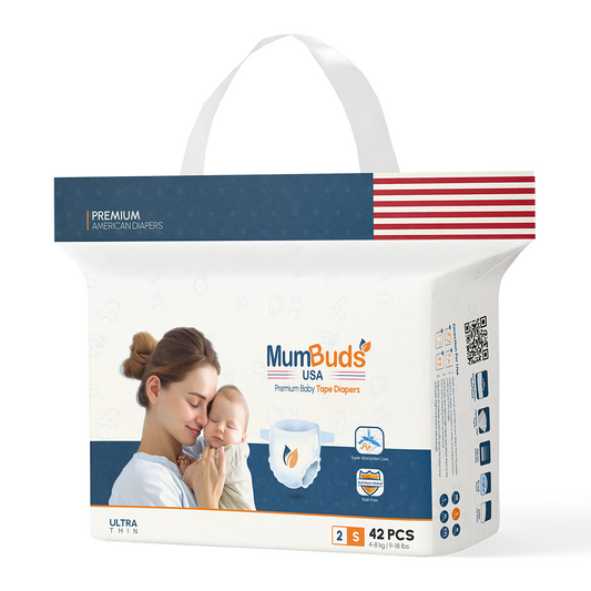 MumBuds USA ZIPLOCK PACK Ultrathin Baby Diapers Size-2 Small (4–8kg) – 42 pcs Tape Style
