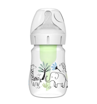 Dr. Brown's 5oz / 150ml Glass Wide-Neck Designer Bottle, Jungle Elephant Design, 1-Pack (WB51008-P4)