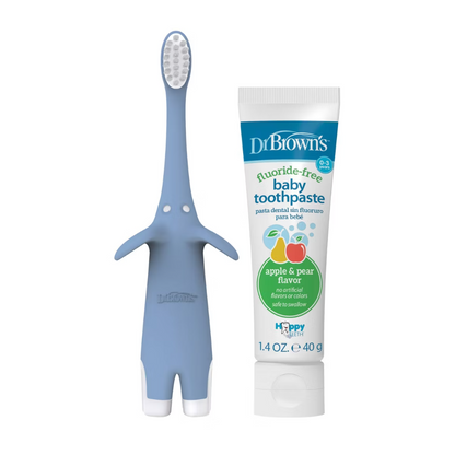 Dr Browns Infant-to-Toddler Toothbrush, Blue Elephant, with Apple Pear Toothpaste, 1.4 oz/40 g , HG024.V2
