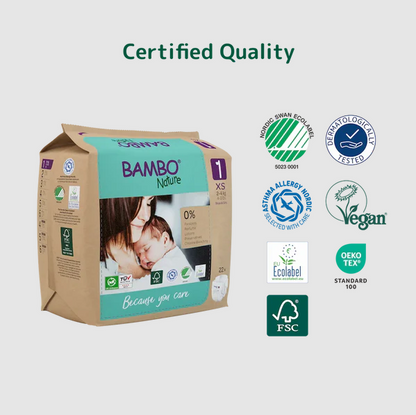 Bambo Nature Baby Diapers Size 1 XS (2–4 kg) – 22 pcs Tape Style