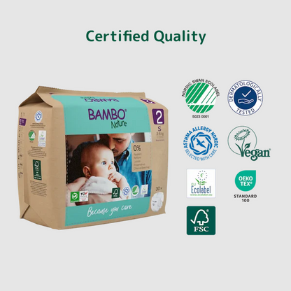 Bambo Nature Baby Diapers Size 2 S (3–6 kg) – 30 pcs Tape Style