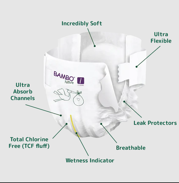 Bambo Nature Baby Diapers Size 1 XS (2–4 kg) – 22 pcs Tape Style