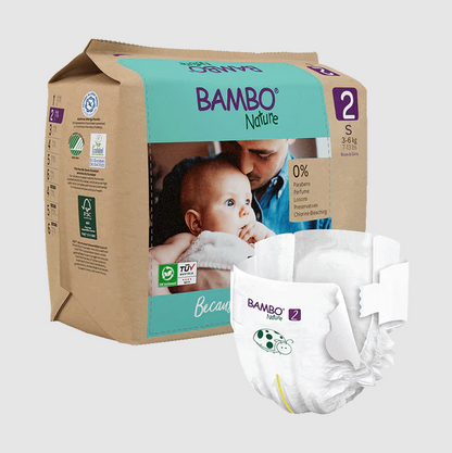 Bambo Nature Baby Diapers Size 2 S (3–6 kg) – 30 pcs Tape Style