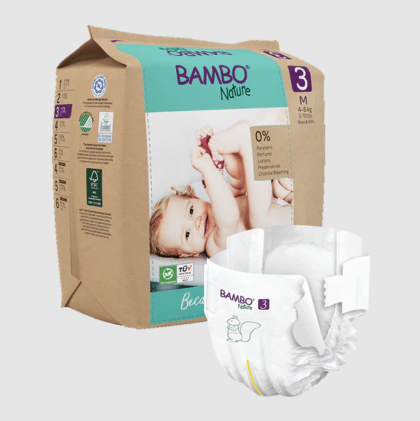 Bambo Nature Baby Diapers Size 3 M (4–8 kg) – 28 pcs Tape Style