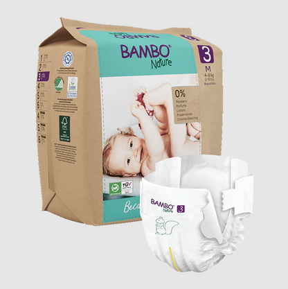 Bambo Nature Baby Diapers Size 3 M (4–8 kg) – 28 pcs Tape Style