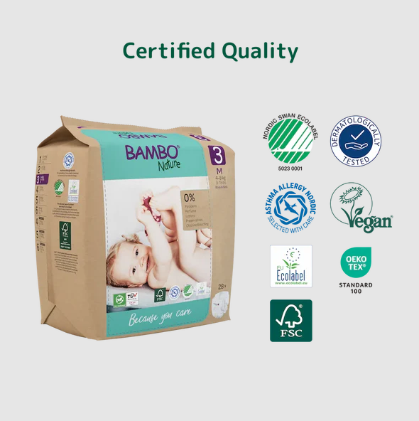 Bambo Nature Baby Diapers Size 3 M (4–8 kg) – 28 pcs Tape Style