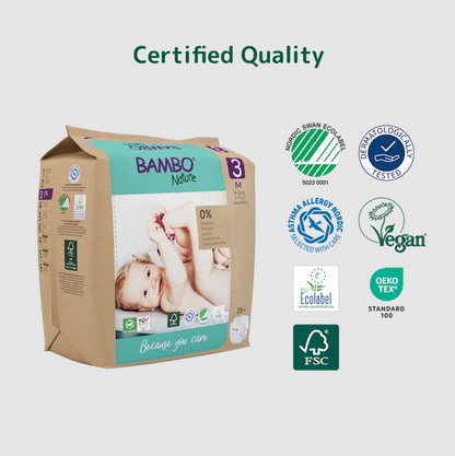 Bambo Nature Baby Diapers Size 3 M (4–8 kg) – 28 pcs Tape Style
