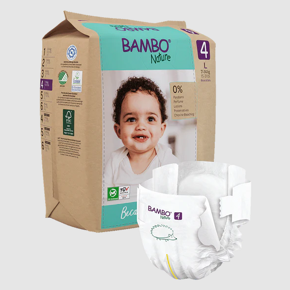 Bambo Nature Baby Diapers Size 4 L (7–14 kg) – 24 pcs Tape Style