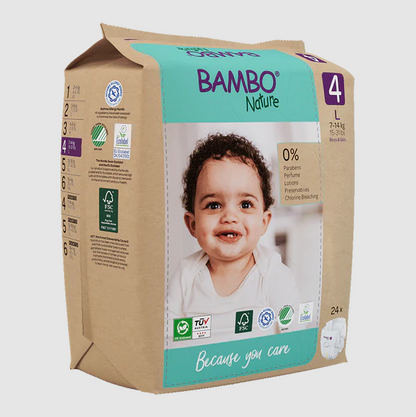 Bambo Nature Baby Diapers Size 4 L (7–14 kg) – 24 pcs Tape Style