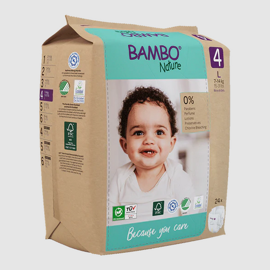 Bambo Nature Baby Diapers Size 4 L (7–14 kg) – 24 pcs Tape Style