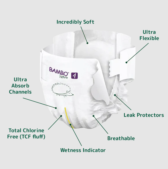 Bambo Nature Baby Diapers Size 4 L (7–14 kg) – 24 pcs Tape Style