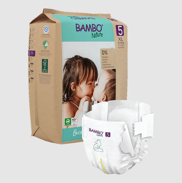 Bambo Nature Baby Diapers Size 5 XL (12–18 kg) – 22 pcs Tape Style