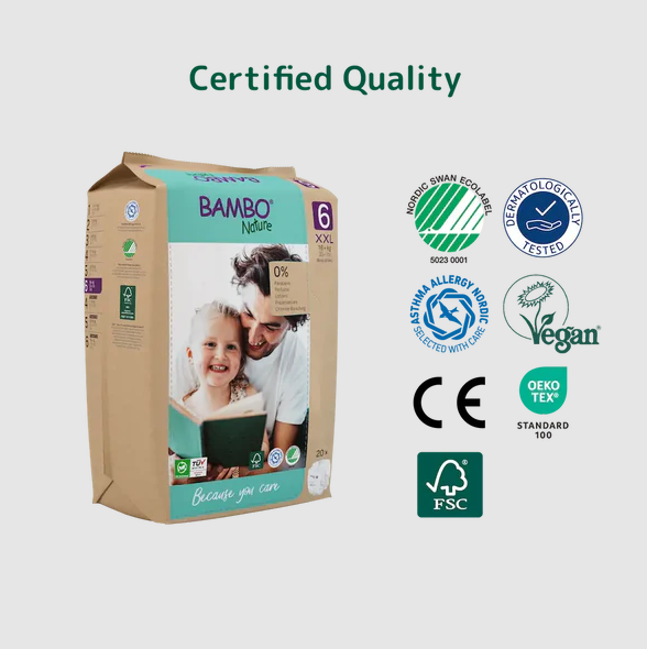 Bambo Nature Baby Diapers Size 6 XXL (16+ kg) – 20 pcs Tape Style