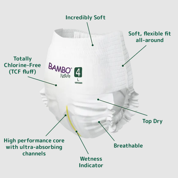 Bambo Nature Baby Diapers Size 4 L (7–12 kg) – 20 pcs Pants Style