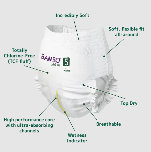 Bambo Nature Baby Diapers Size 5 XL (11–17 kg) – 19 pcs Pants Style