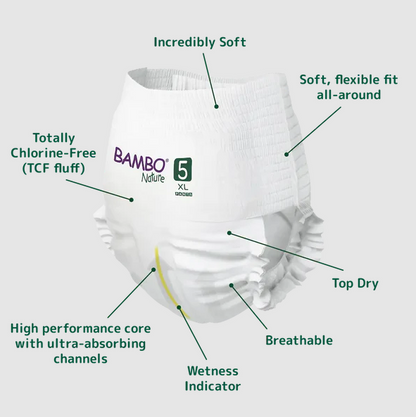 Bambo Nature Baby Diapers Size 5 XL (11–17 kg) – 19 pcs Pants Style