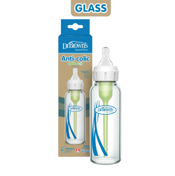 Dr. Brown's 8 Oz / 250ml Options+ Glass Narrow Baby Bottle, 1-Pack (Sb81003-P4)