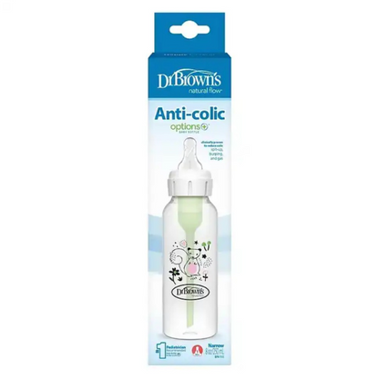 Dr. Brown's 8oz/250ml PP Narrow Anti-Colic Options+ Baby Bottle, Squirrel Design, 1-Pack (SB81108-ESX)