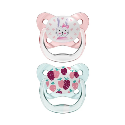 Dr Brown's PreVent Pacifiers BUTTERFLY SHIELD Soother, Stage 1, 2-Pack - Pink (PV12302-SPX)