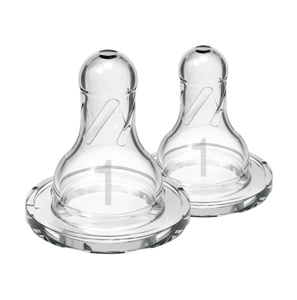 Dr. Brown's Natural Flow Narrow Baby Bottle Silicone Level 1 Nipple, 2-Pack (302-INTL)