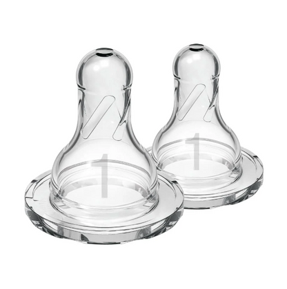 Dr. Brown's Natural Flow Narrow Baby Bottle Silicone Level 1 Nipple, 2-Pack (302-INTL)