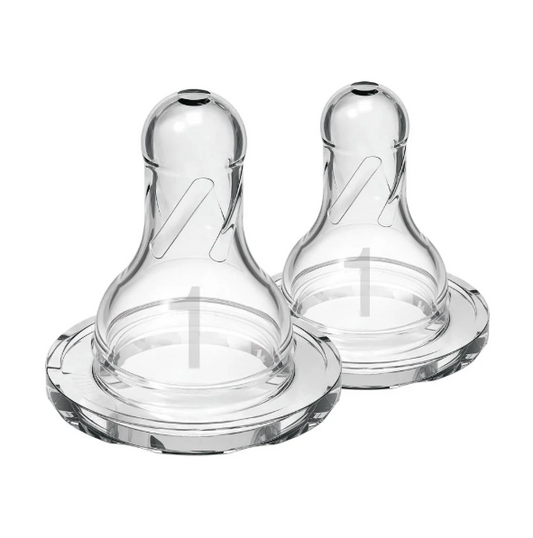 Dr. Brown's Natural Flow Narrow Baby Bottle Silicone Level 1 Nipple, 2-Pack (302-INTL)