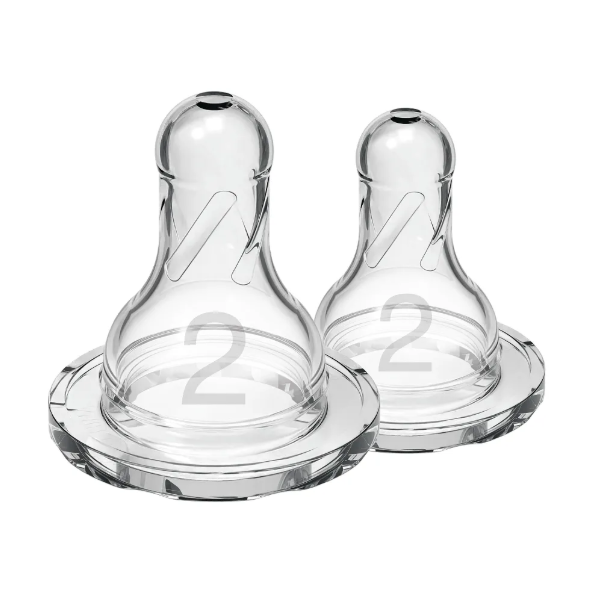 Dr. Brown's Natural Flow Narrow Baby Bottle Silicone Level 2 Nipple, 2-Pack (322-INTL)