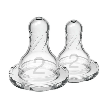 Dr. Brown's Natural Flow Narrow Baby Bottle Silicone Level 2 Nipple, 2-Pack (322-INTL)