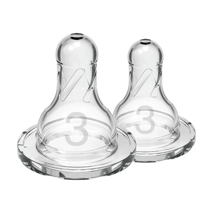 Dr. Brown's Natural Flow Narrow Baby Bottle Silicone Level 3 Nipple, 2-Pack (332-INTL)
