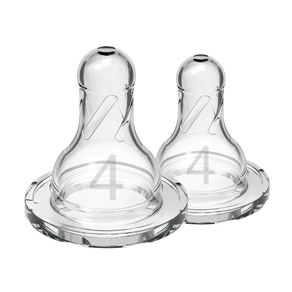 Dr. Brown's Natural Flow Narrow Baby Bottle Silicone Nipple, 2-Pack - Level 4 (9m+ Fast Flow) (313-INTL)