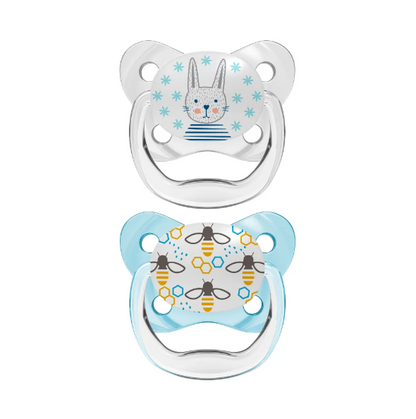 Dr Brown's PreVent Pacifiers BUTTERFLY SHIELD Soother, Stage 1, 2-Pack - Blue (PV12402-SPX)