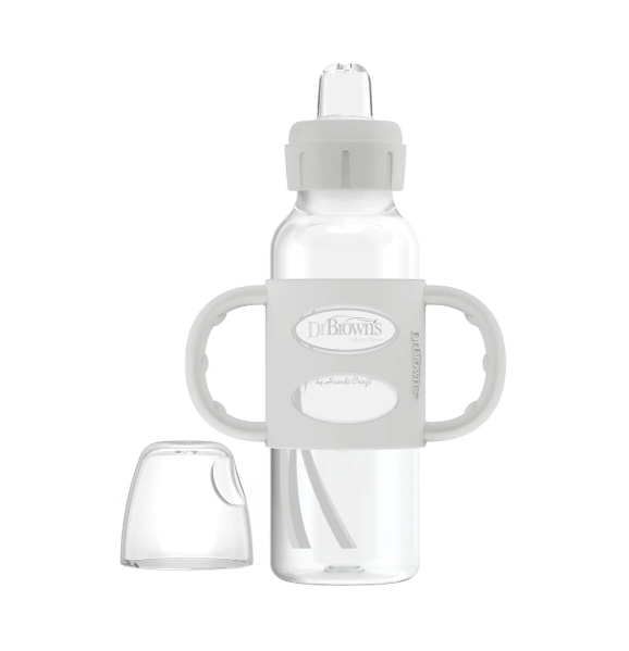 Dr. Brown's Milestones Narrow Sippy Spout Bottle with Silicone Handles, 8 oz/250 mL (SB81073-P3)
