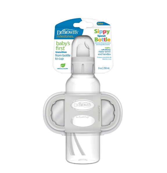 Dr. Brown's Milestones Narrow Sippy Spout Bottle with Silicone Handles, 8 oz/250 mL (SB81073-P3)
