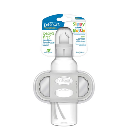 Dr. Brown's Milestones Narrow Sippy Spout Bottle with Silicone Handles, 8 oz/250 mL (SB81073-P3)