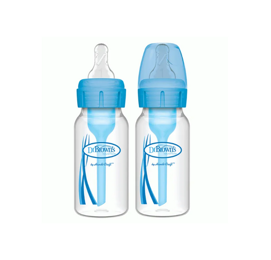 Dr. Brown's 4 oz/120 mL PP Narrow Anti-Colic Options+ Baby bottle, Blue, 2-Pack (SB42405-ESX)