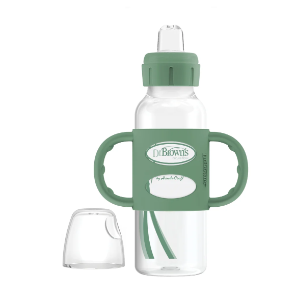 Dr Brown's 8 oz/250 mL Sippy Spout Bottle w/ Silicone Handles, Green, 1-Pack (SB81077-P3)