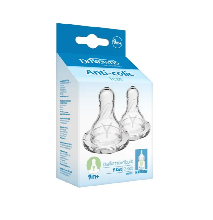 Dr. Brown's Natural Flow Narrow Baby Bottle Silicone Level Y Nipple, 2-Pack (312-INTL)